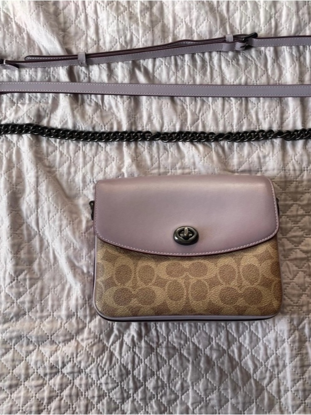 Coach Cassie 19 in Lilac Leather and Signature Canvas
